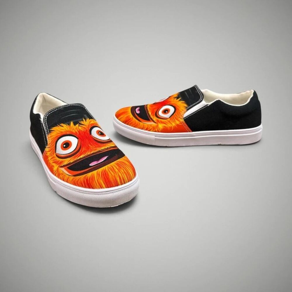 Phillygoat Women's Gritty Ice Monsters Slip-On Canvas Shoes Size 7 US